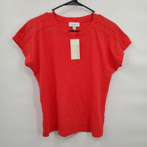 Evereve Elsa Shoulder Detail Slub Tee Shirt Top Women Size XS NWT Short Sleeve - Picture 2 of 12